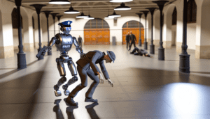 Robot policía IA que atrapa ladrones